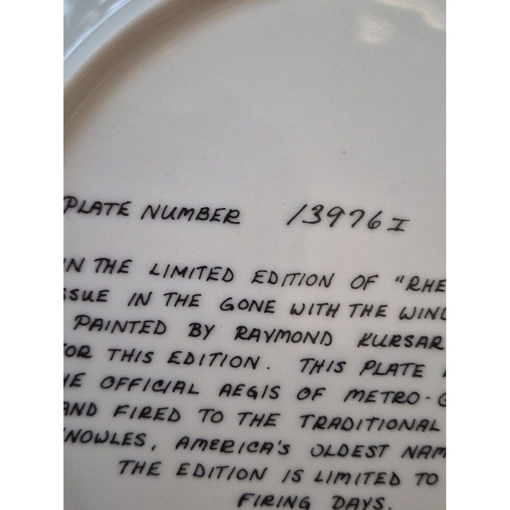Knowles "Rhett" Gone with the Wind Vintage Plate - Picture 13 of 16